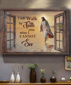 Beautiful Beach Walking With Jesus I Will Walk By Faith Canvas UKHY290401