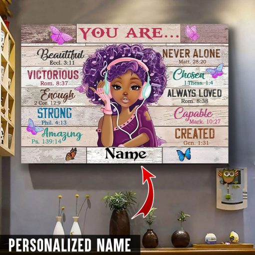 Personalized Name Black Girl Canvas QFMM100502